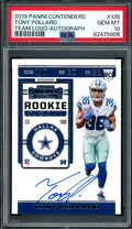 2019 Panini Contenders Tony Pollard Rookie Team Logo Autograph PSA 10 Cowboys