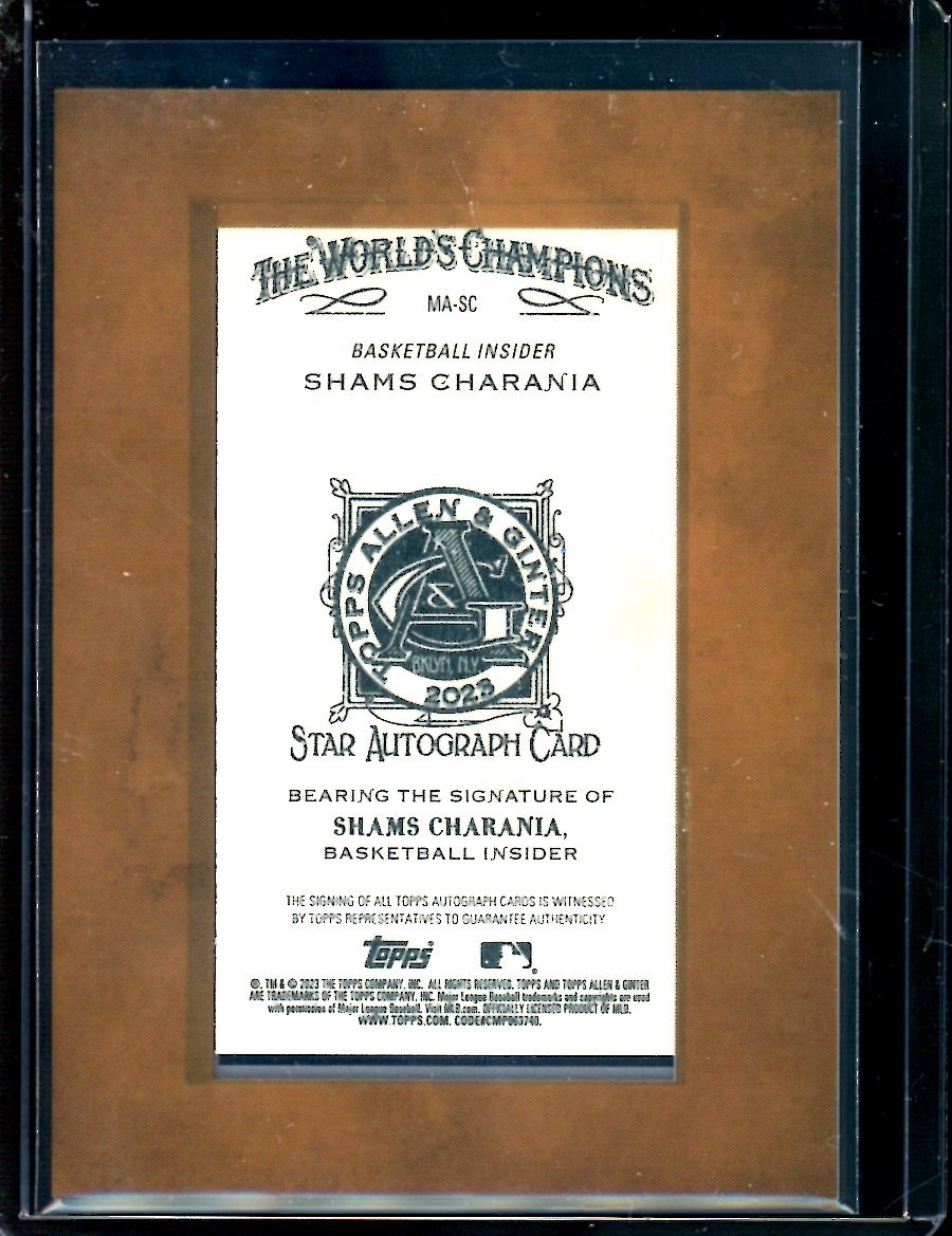 2023 Topps Allen & Ginter Shams Charania Mini Autograph NBA Insider