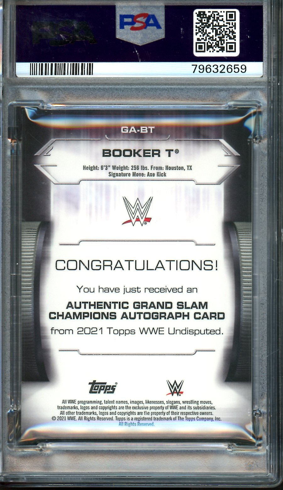 2021 Topps Undisputed Booker T Grand Slam Champions Autograph /199 PSA 10 WWE