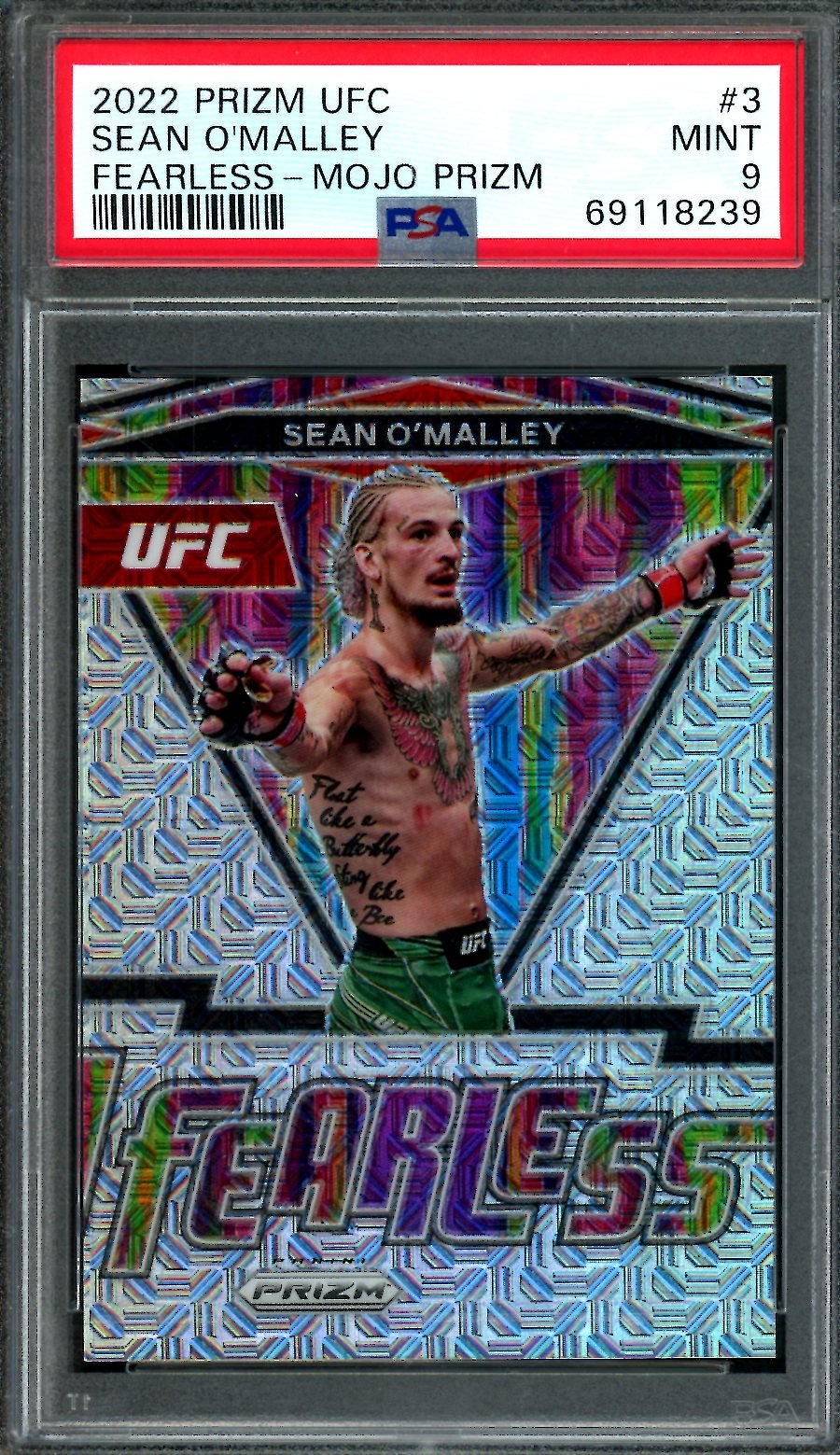 2022 Panini Prizm Sean O'Malley Fearless Mojo Prizm /25 PSA 9 UFC