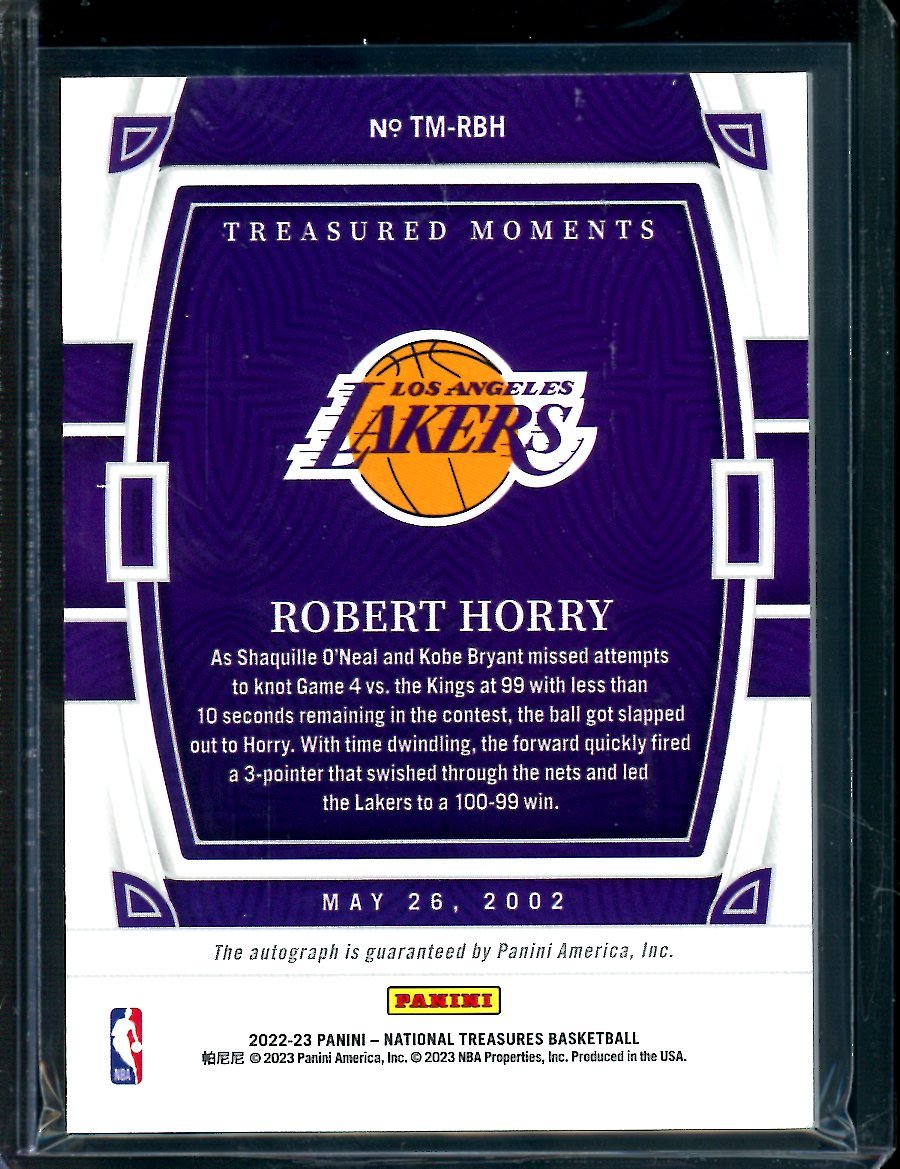 2022/23 Panini National Treasures Robert Horry Treasured Moments Auto /99 Lakers