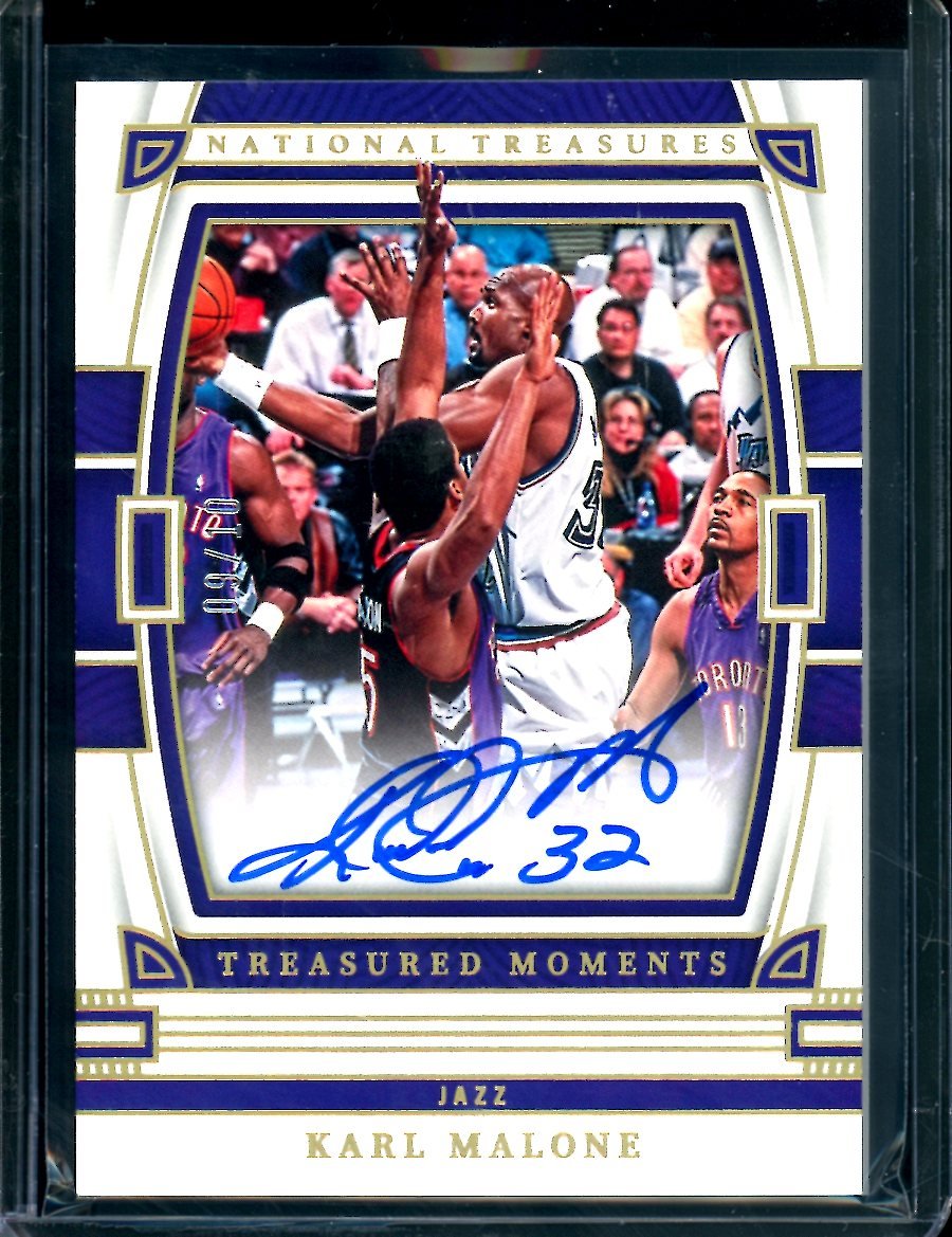 2022/23 Panini National Treasures Karl Malone Treasured Moments Auto Gold /10 Jazz