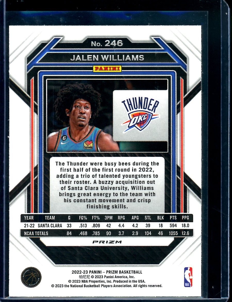 2022/23 Panini Prizm Jalen Williams Rookie Disco Thunder