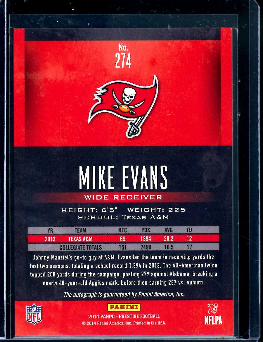 2014 Panini Prestige Mike Evans Rookie Auto Buccaneers