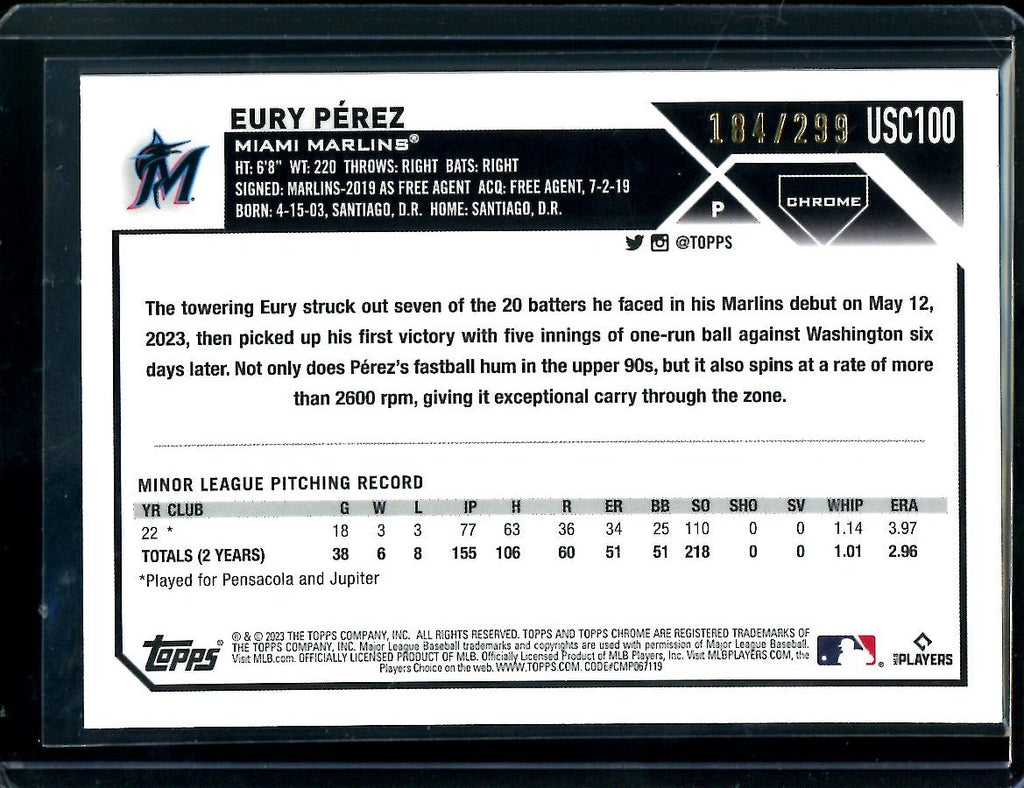 2023 Topps Chrome Update Eury Perez Rookie /299 Marlins