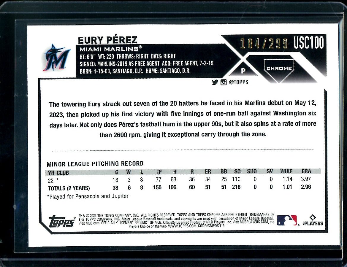 2023 Topps Chrome Update Eury Perez Rookie /299 Marlins