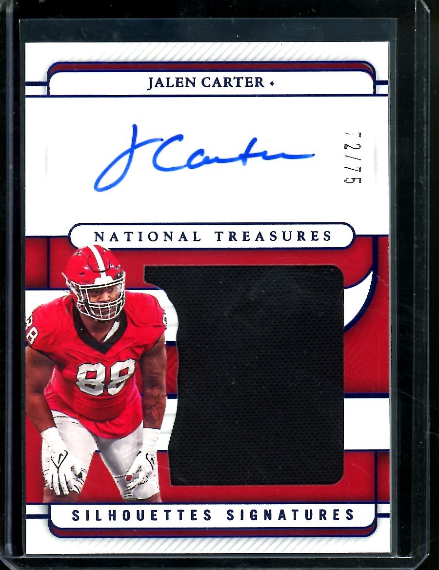 2023 Panini National Treasures Collegiate Jalen Carter Silhouette Signatures Patch Auto /75 Georgia
