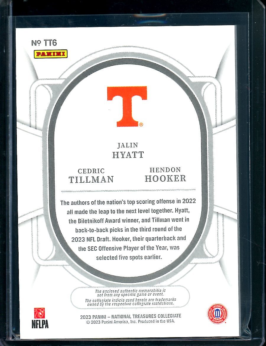 2023 Panini National Treasures Collegiate Jalin Hyatt/Cedric Tillman/Hendon Hooker Triple Patch /25 Tennessee