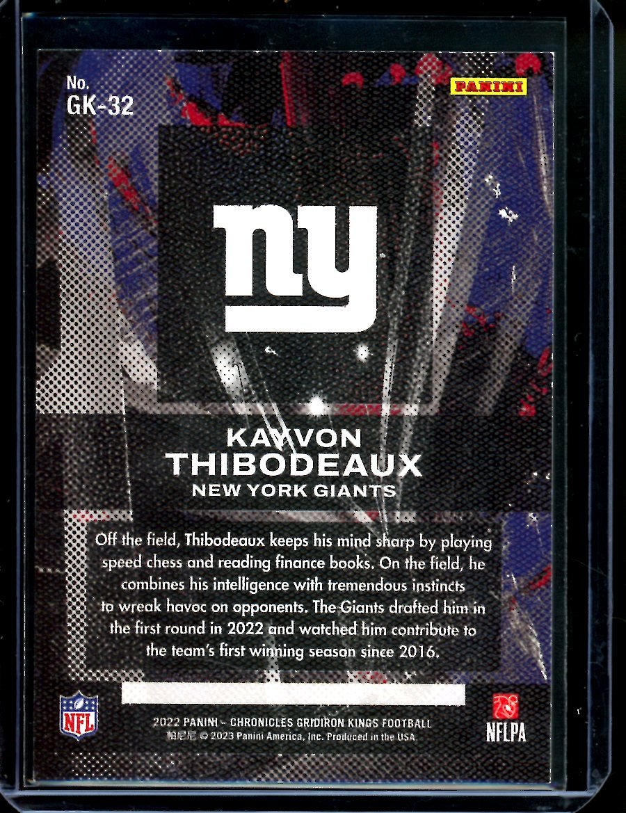 2022 Panini Chronicles Gridiron Kings Kayvon Thibodeaux Gold /10 Giants