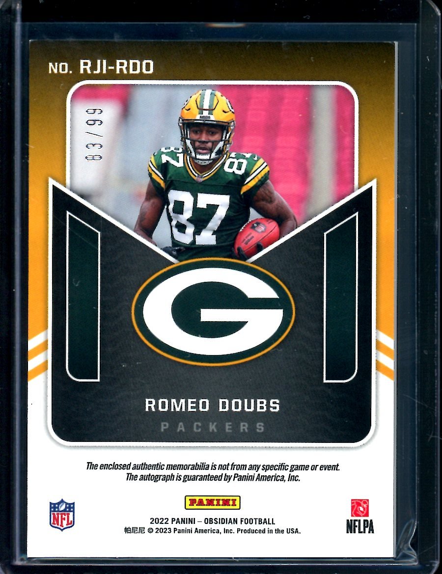 2022 Panini Obsidian Romeo Doubs Rookie RPA /99 Packers