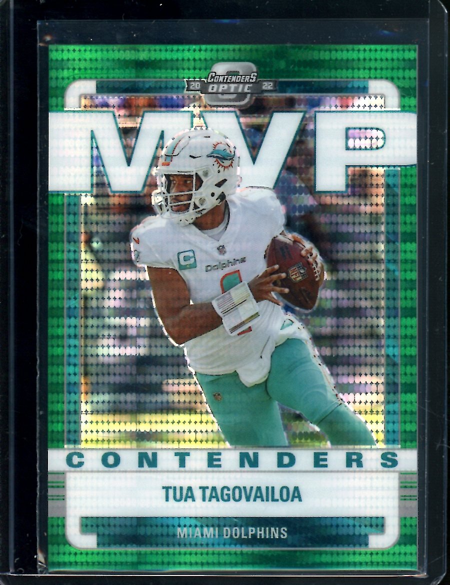 2022 Panini Contenders Optic Tua Tagovailoa MVP Contenders Green Pulsar /30 Dolphins