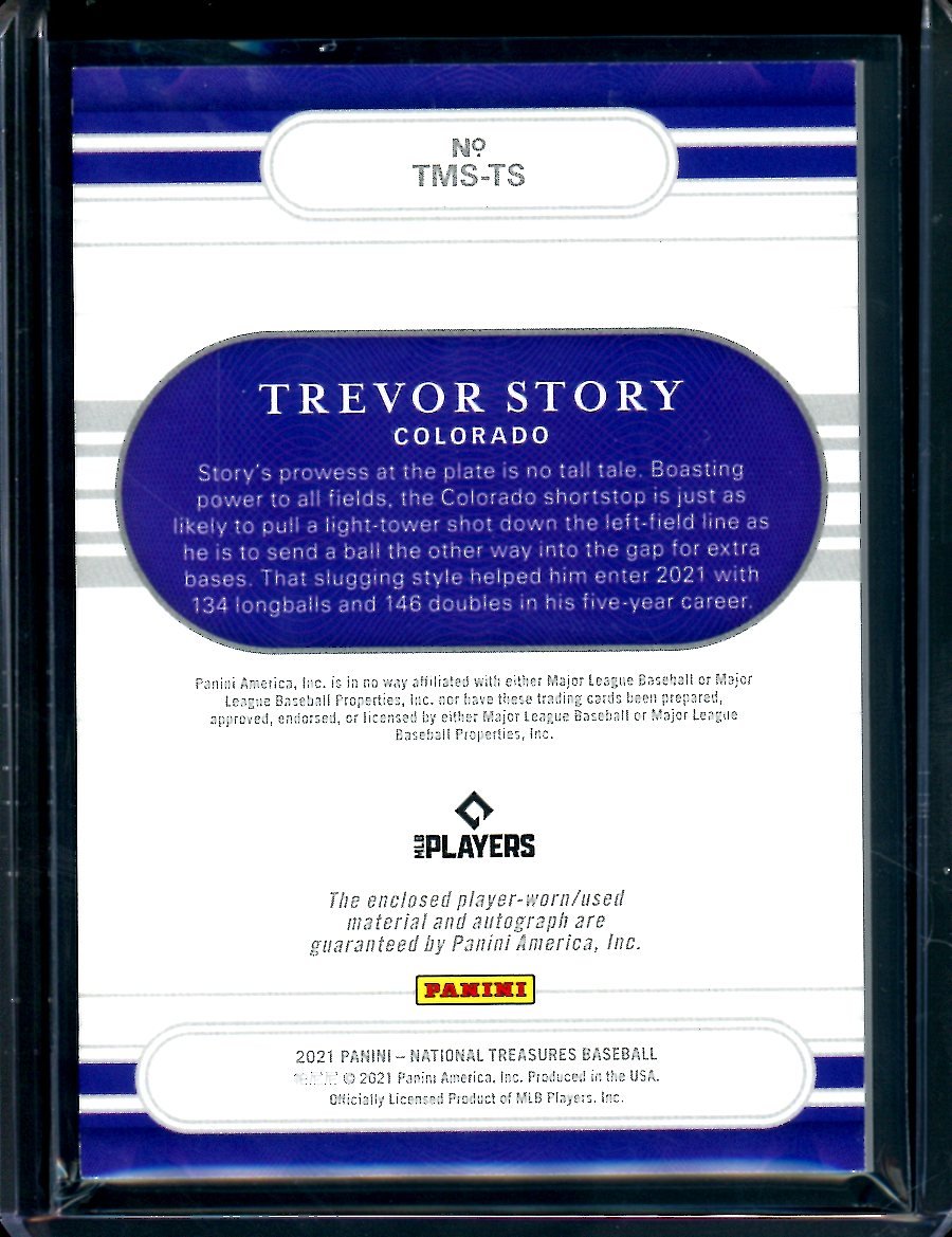 2021 Panini National Treasures Trevor Story Patch Auto /18 Rockies