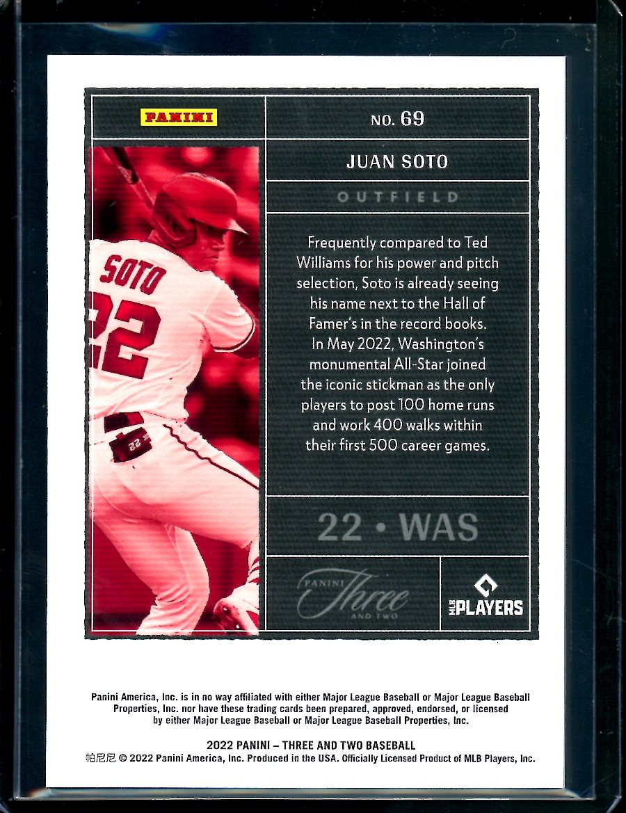 2022 Panini Three & Two Juan Soto Red /6 Nationals