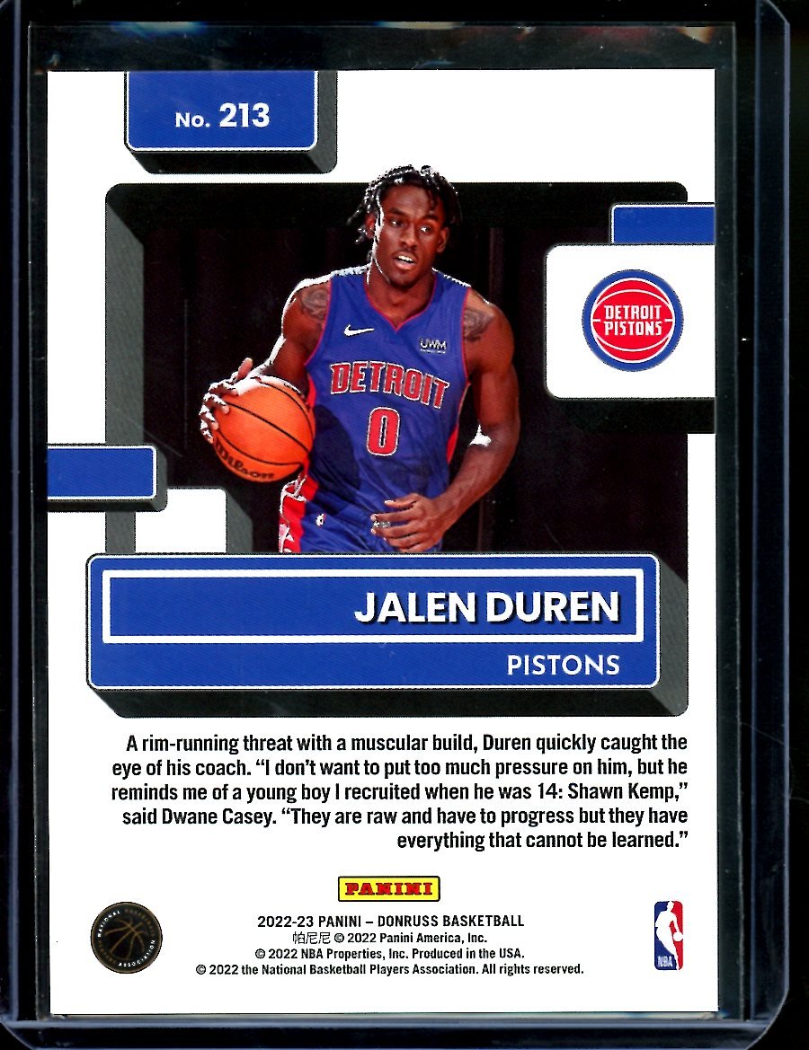 2022/23 Panini Donruss Choice Jalen Duren Rookie Red /99 Pistons