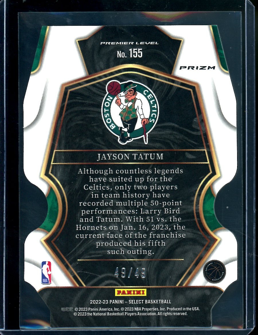 2022/23 Panini Select Jayson Tatum Green Die-Cut /49 Celtics