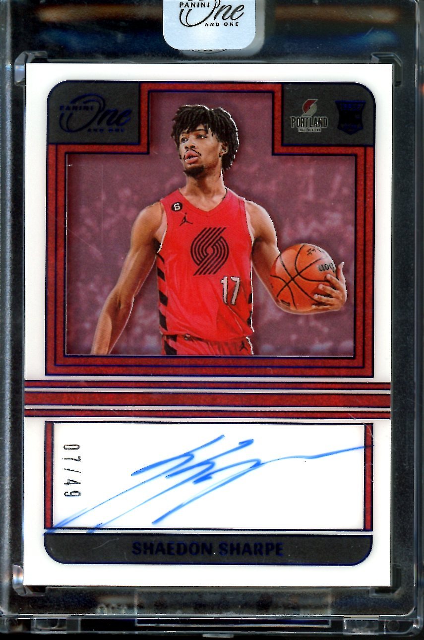 2022/23 Panini One & One Shaedon Sharpe Rookie Auto /49 Trail Blazers