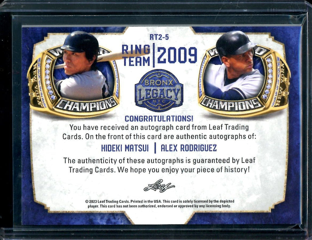 2023 Leaf Bronx Legacy Hideki Matsui/Alex Rodriguez Ring Team Dual Auto /6 Yankees