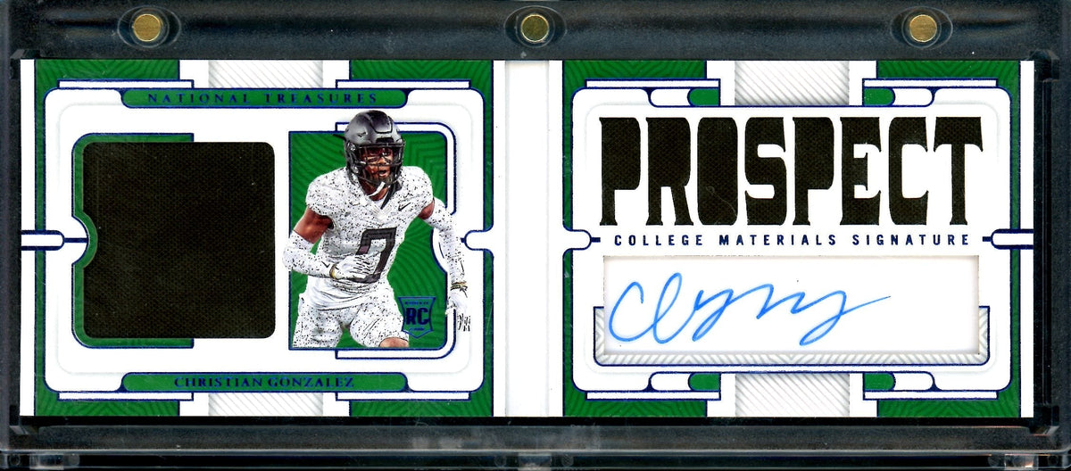 2023 Panini National Treasures Collegiate Christian Gonzalez Rookie Booklet Patch Auto /75 Oregon