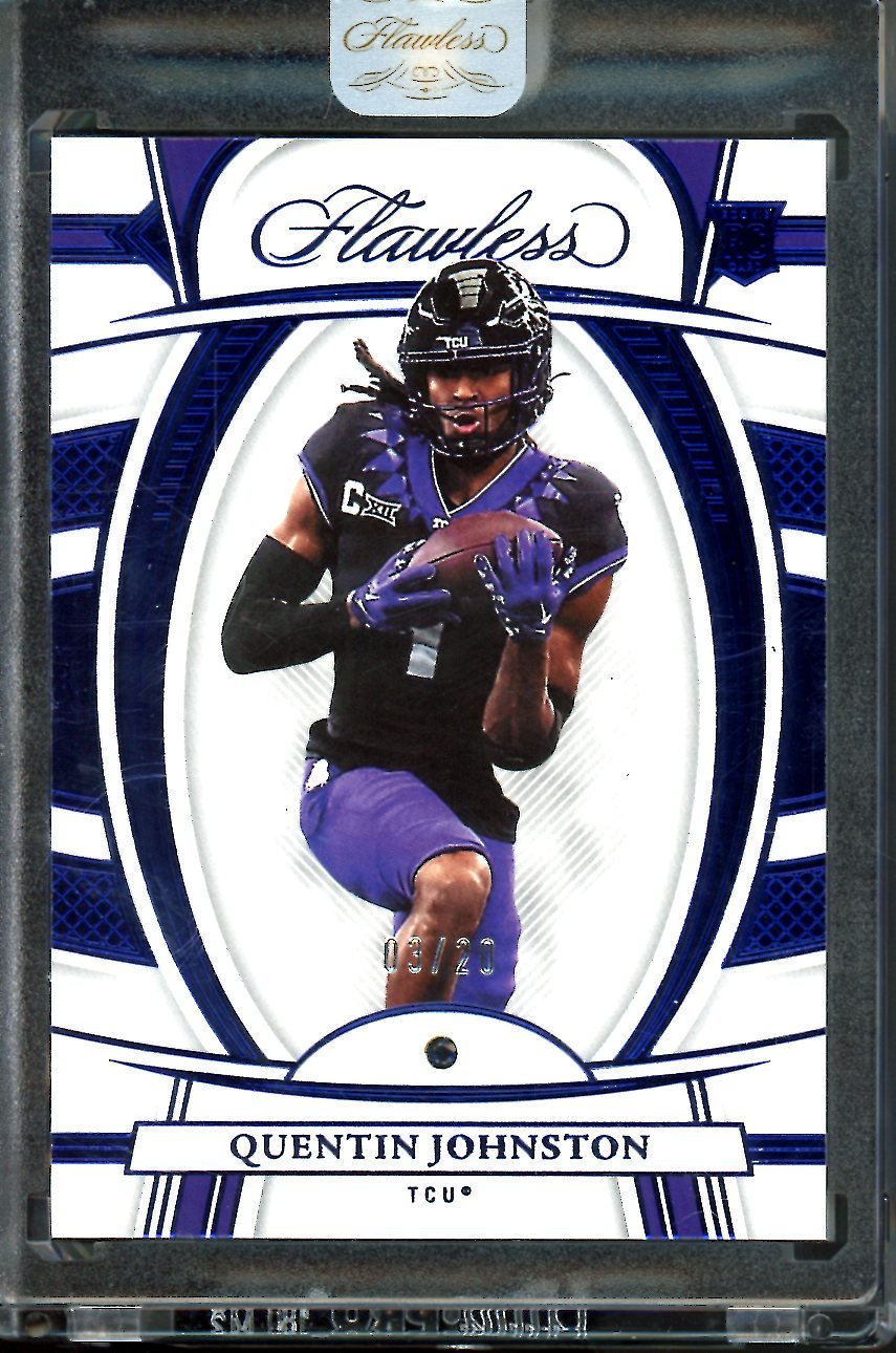 2023 Panini Flawless Collegiate Quentin Johnston Rookie Sapphire /20 TCU