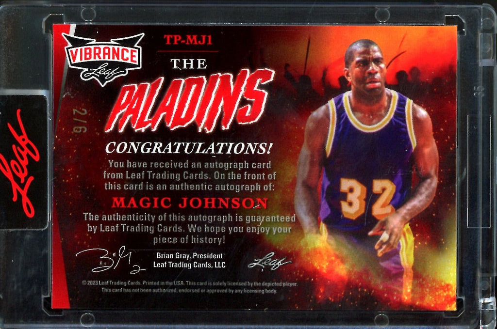 2023 Leaf Vibrance Magic Johnson The Paladins Auto /6 Lakers