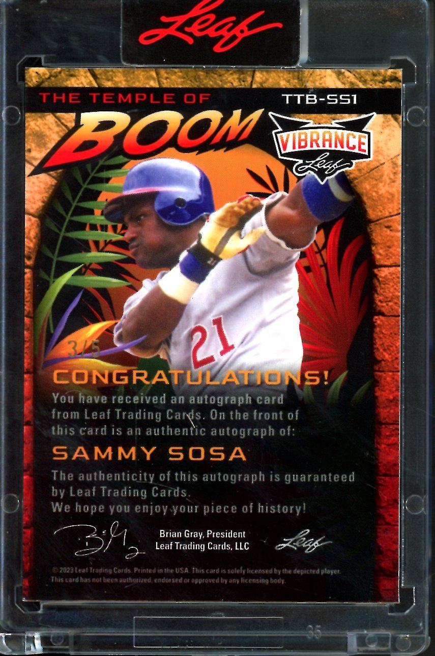 2023 Leaf Vibrance Sammy Sosa Temple of Boom Auto Purple /5 Cubs