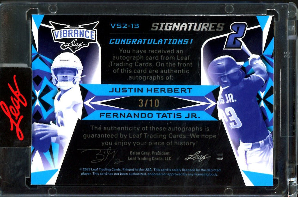 2023 Leaf Vibrance Justin Herbert/Fernando Tatis Jr Dual Auto Blue /10
