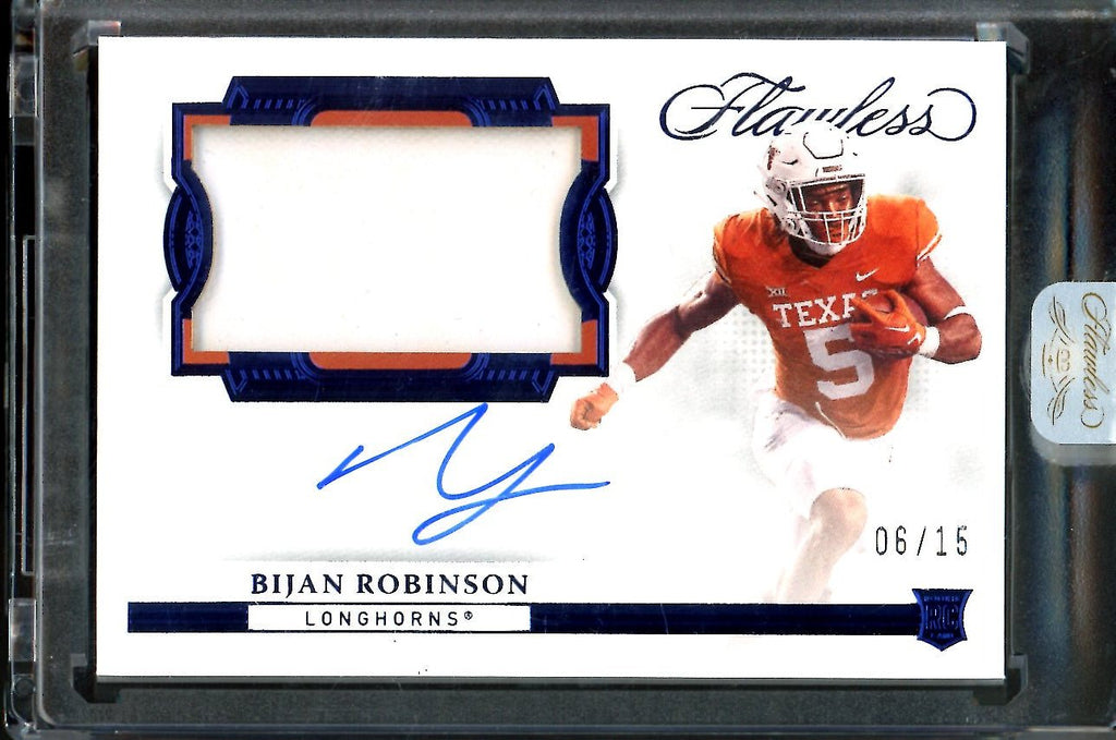 2023 Panini Flawless Collegiate Bijan Robinson Rookie RPA Sapphire /15 Texas