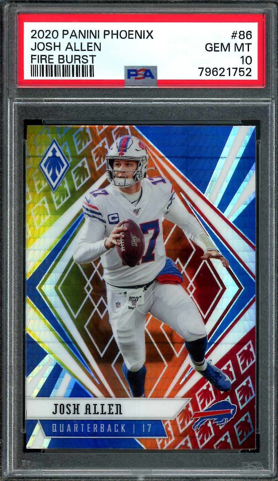 2020 Panini Phoenix Josh Allen Fire Burst PSA 10 Bills
