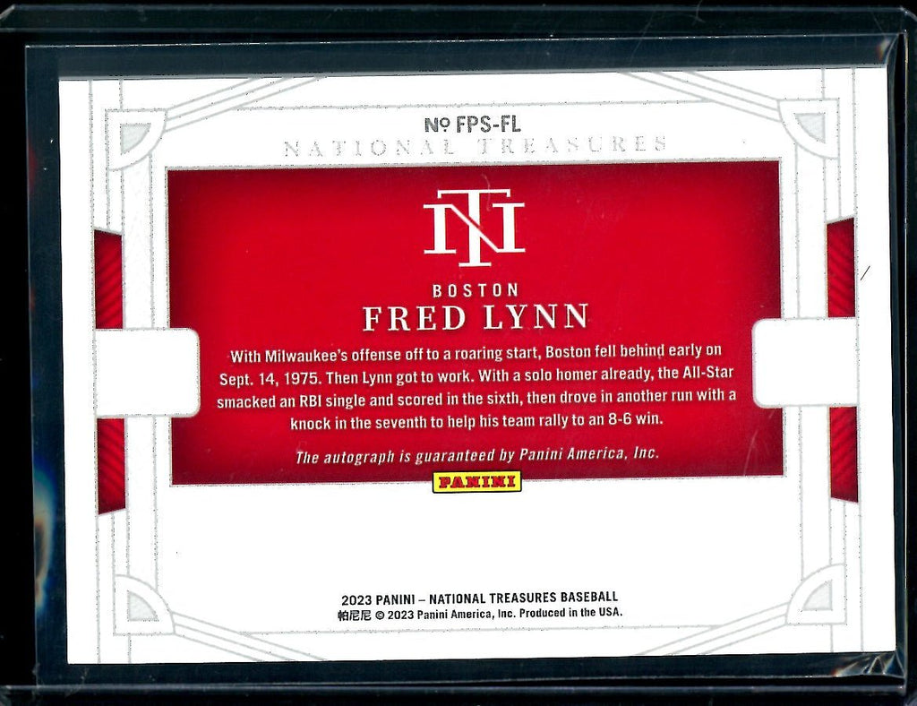 2023 Panini National Treasures Fred Lynn Field Pass Auto /49 Red Sox