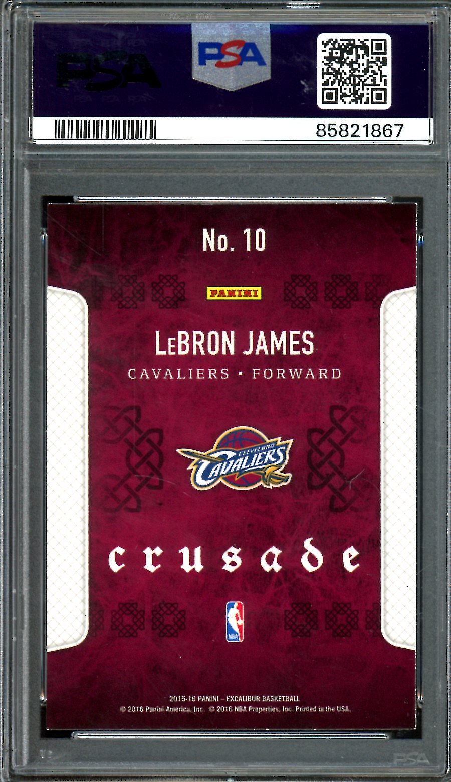 2015/16 Panini Excalibur LeBron James Crusade Camo PSA 8 Cavaliers