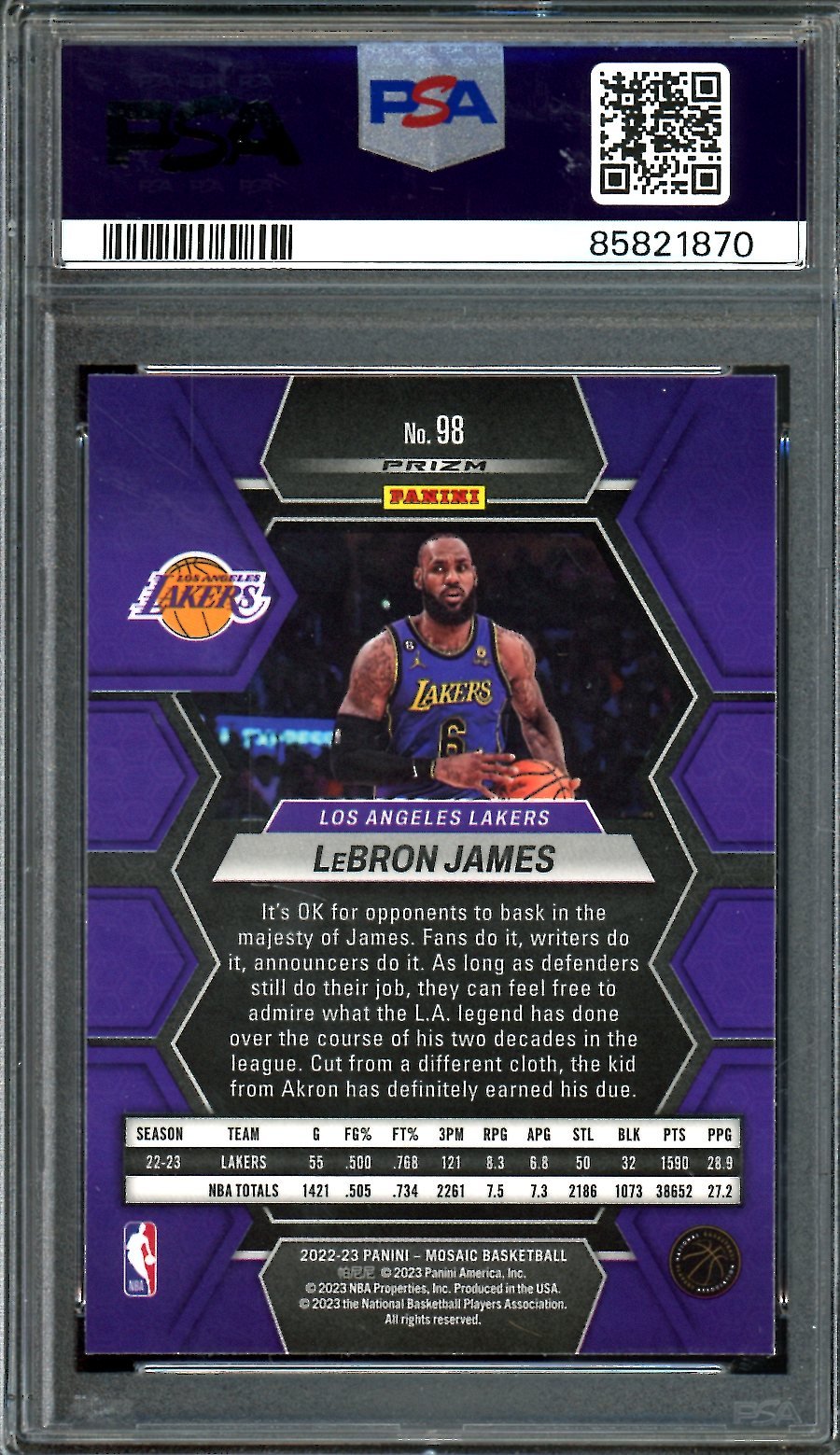 2022/23 Panini Mosaic LeBron James Silver Fast Break PSA 10 Lakers