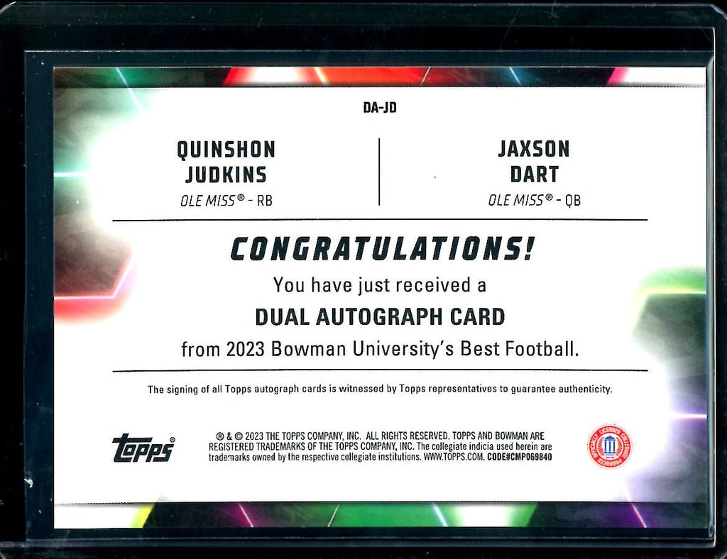 2023 Bowman's Best Quinshon Judkins/Jaxson Dart Dual Auto /25 Ole Miss