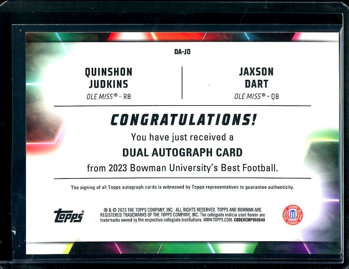 2023 Bowman's Best Quinshon Judkins/Jaxson Dart Dual Auto /25 Ole Miss