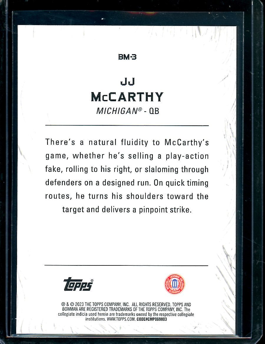 2023 Bowman's Best JJ McCarthy Masterpieces Orange /25 Michigan