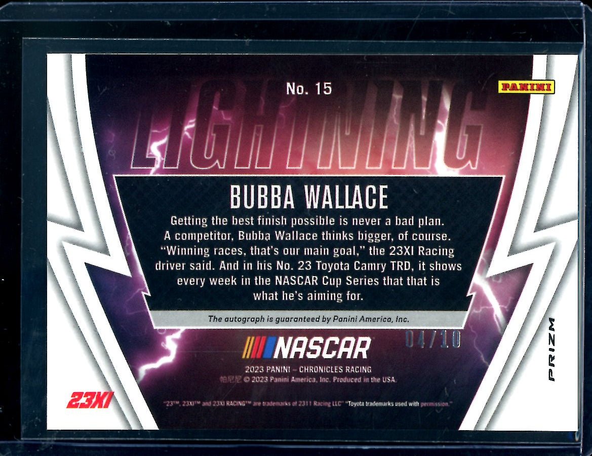 2023 Panini Chronicles Racing Prizm Bubba Wallace Auto Gold /10 NASCAR