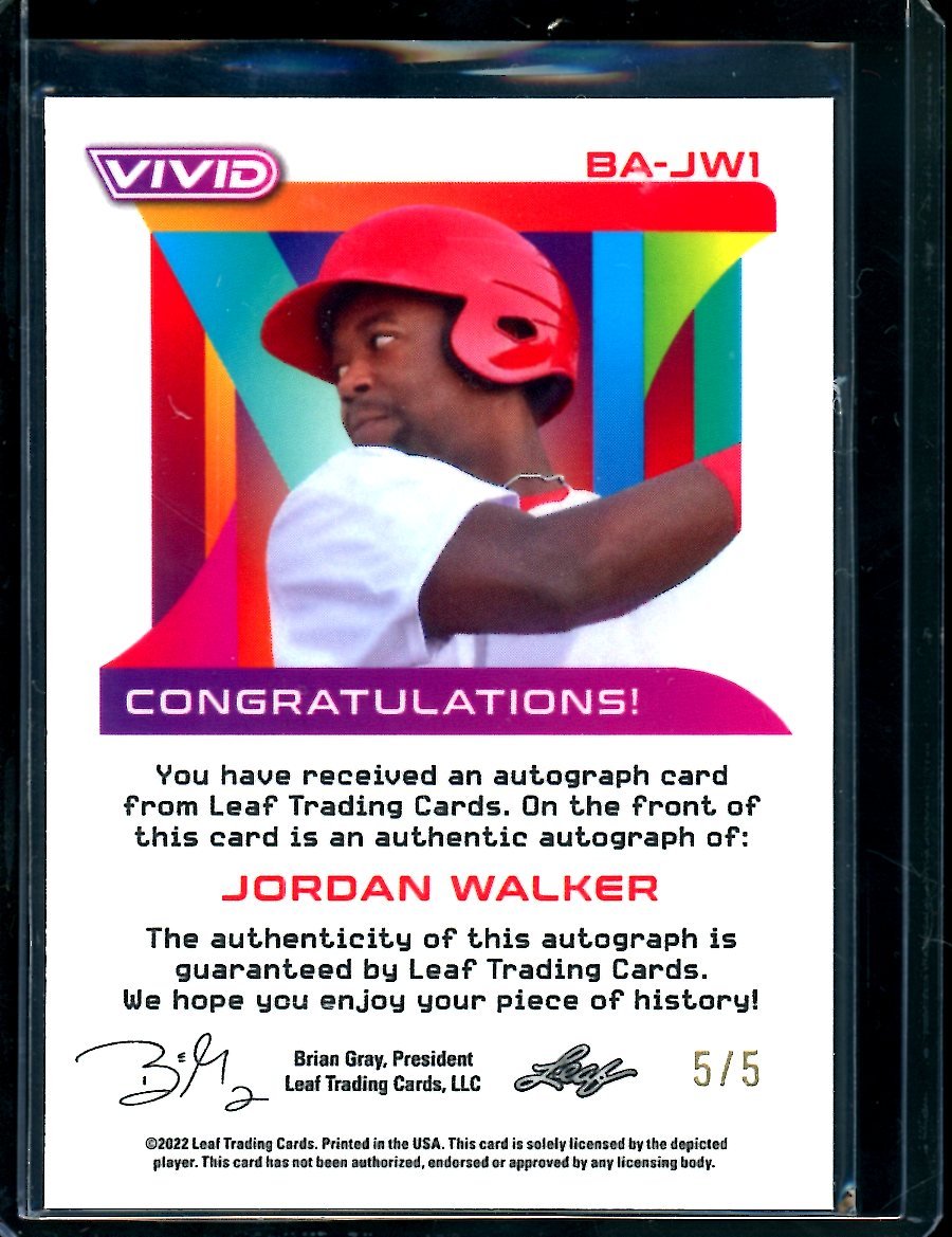 2022 Leaf Vivid Baseball Jordan Walker Auto Purple /5 Cardinals