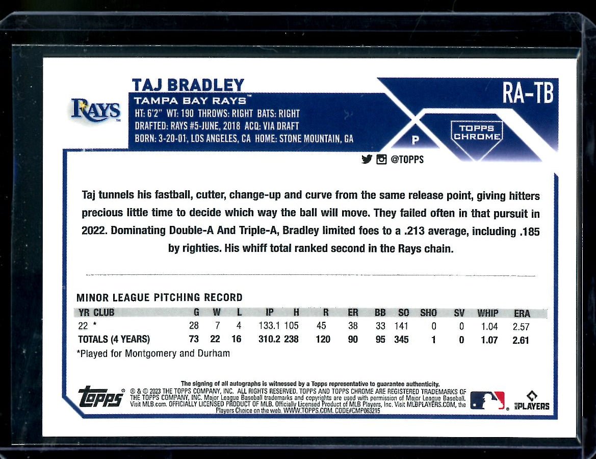 2023 Topps Chrome Taj Bradley Rookie Auto Purple /250 Rays