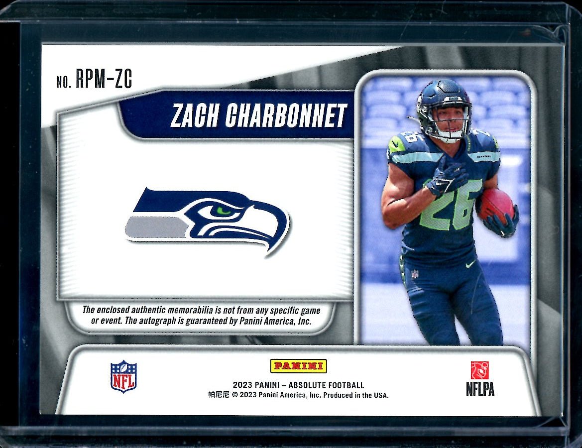 2023 Panini Absolute Zach Charbonnet Rookie Premiere RPA /99 Seahawks
