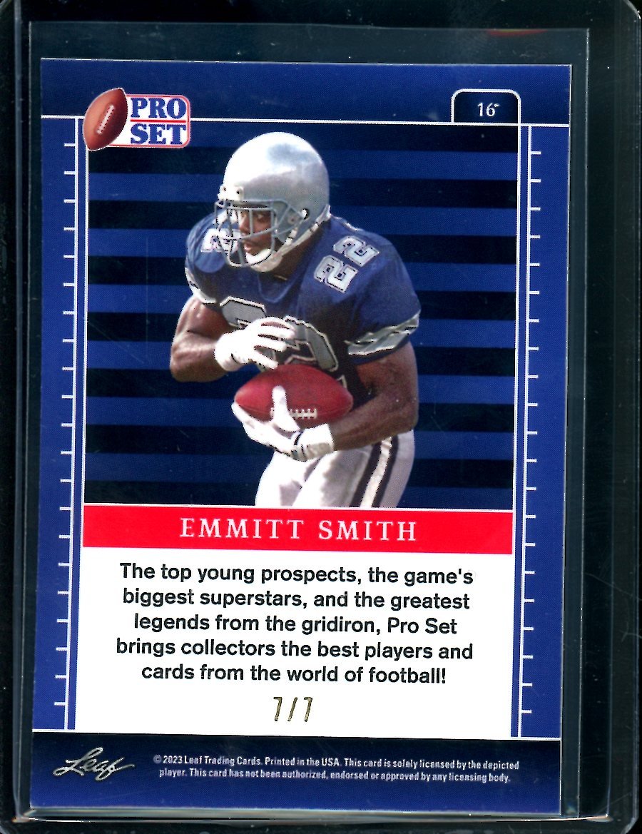 2023 Leaf Pro Set Metal Emmitt Smith Blue Ice /7 Cowboys