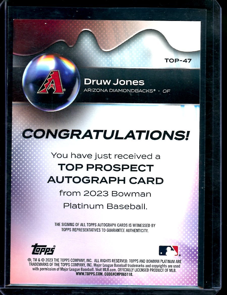 2023 Bowman Platinum Druw Jones Auto Diamondbacks