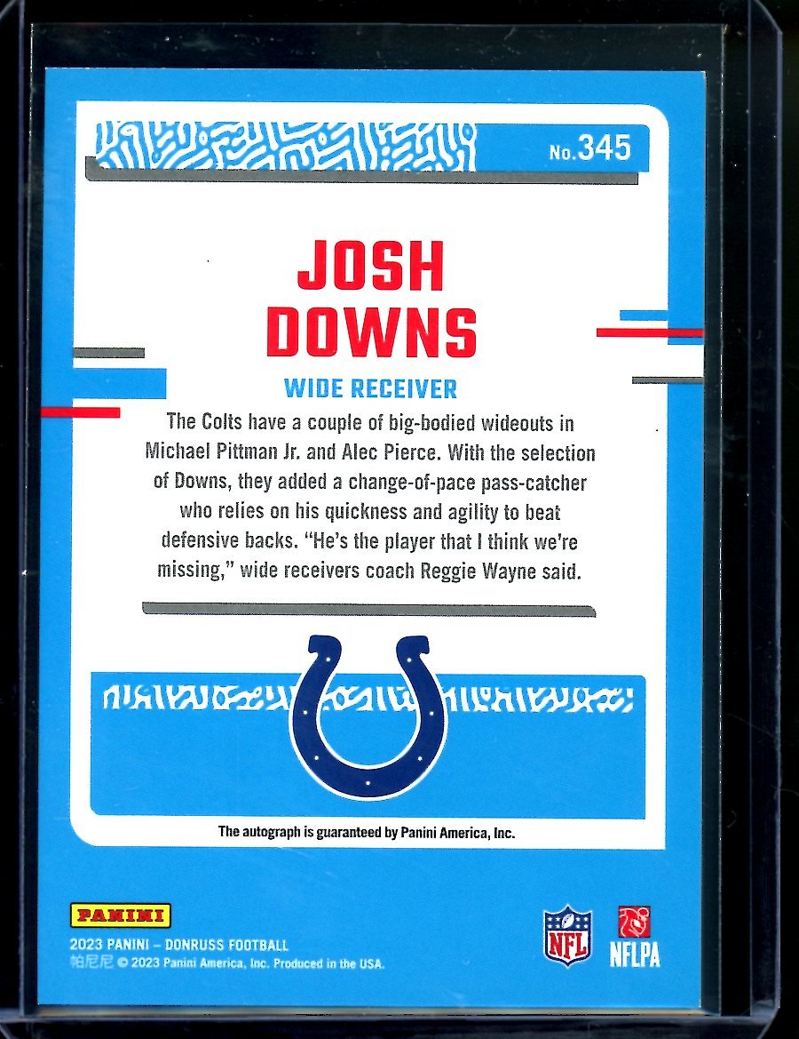 2023 Panini Donruss Josh Downs Rookie Auto Black /10 Colts