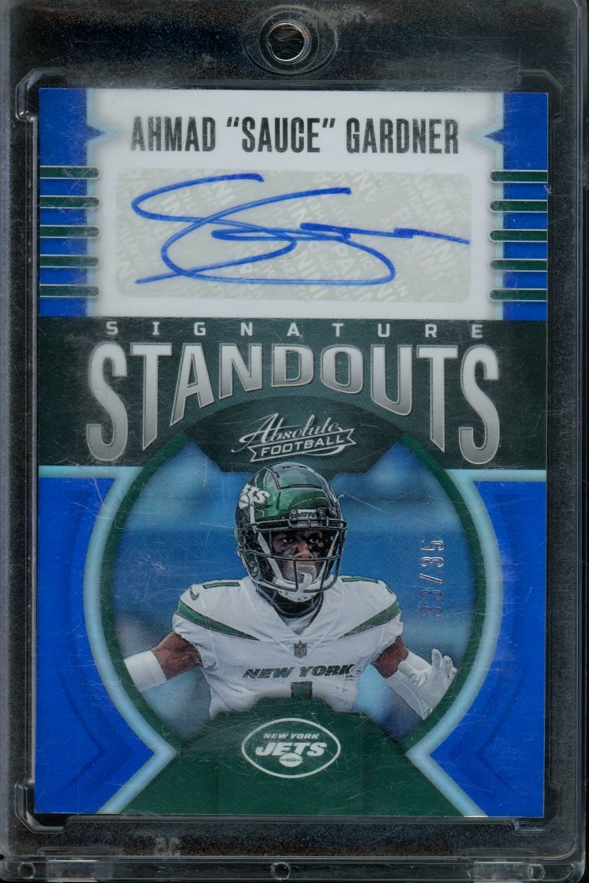 2024 Panini Absolute Ahmad "Sauce" Gardner Signature Standouts Auto Blue /35 Jets
