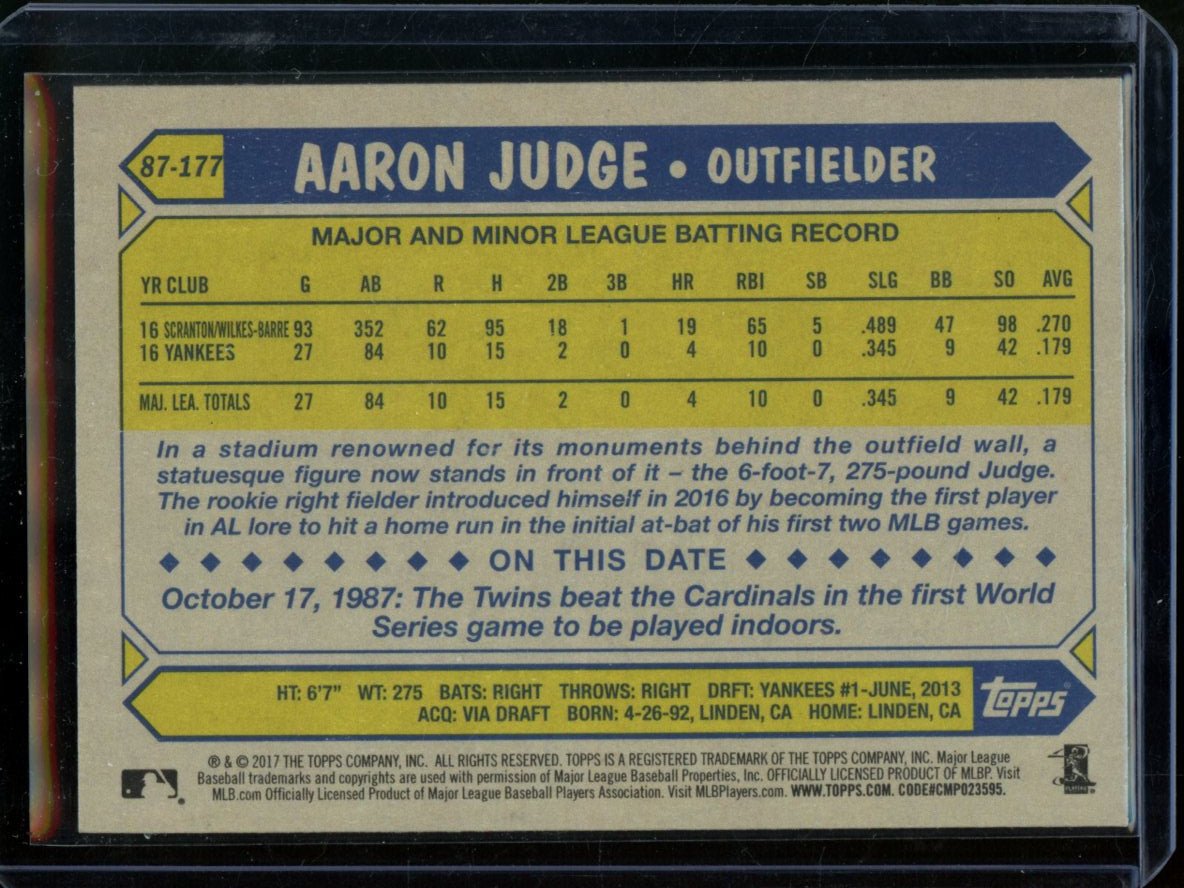 2017 Topps Update Aaron Judge 30th Anniversary Rookie Yankees