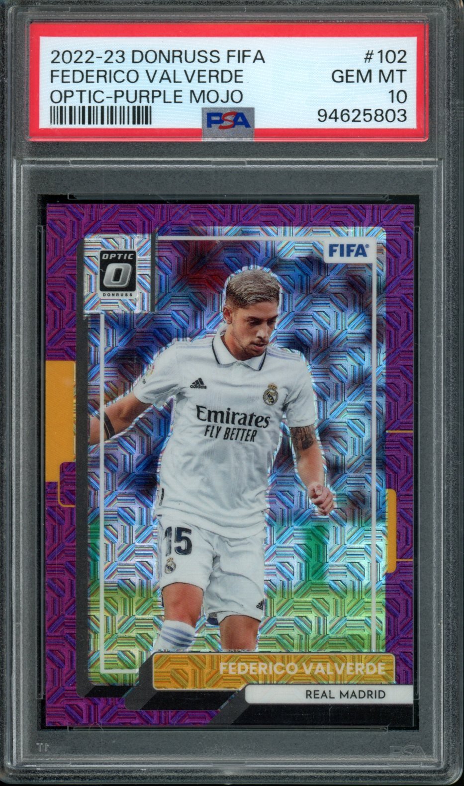 2022 Panini Donruss Optic Federico Valverde Purple Mojo /25 PSA 10 Real Madrid