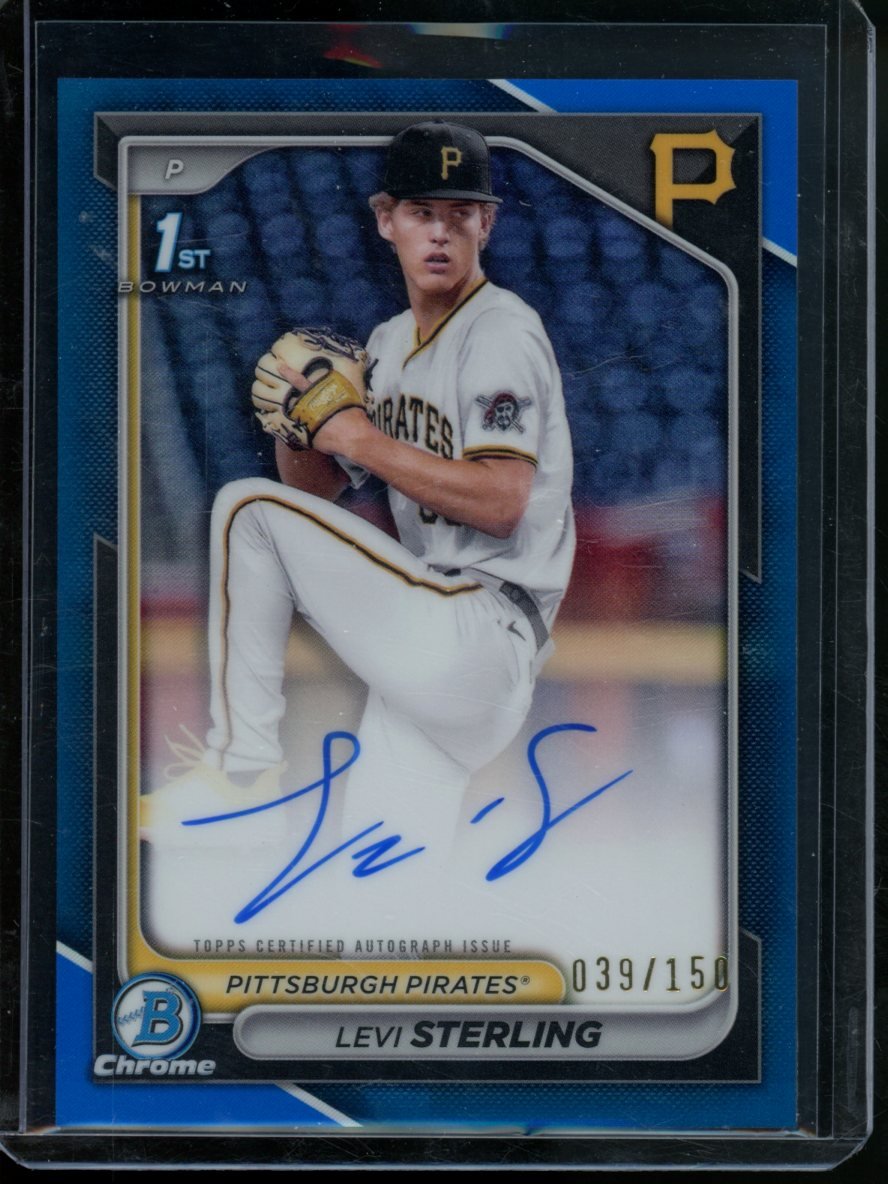 2024 Bowman Chrome Levi Sterling 1st Auto Blue /150 Pirates