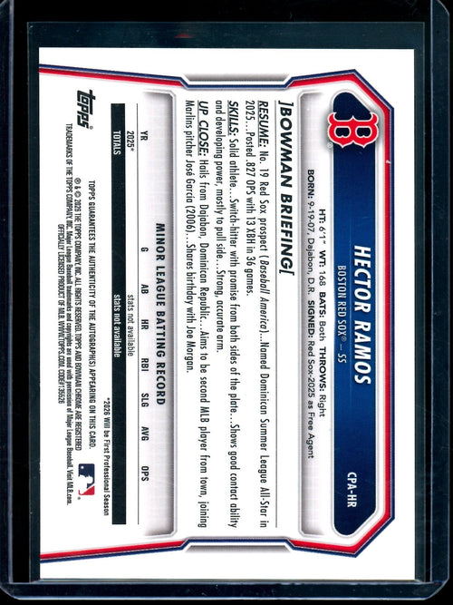 2026 Bowman Chrome Hector Ramos 1st Autograph Red Sox