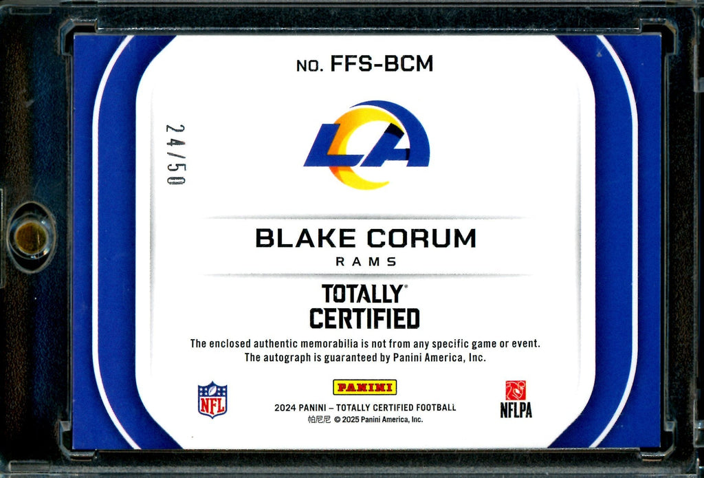 2024 Panini Totally Certified Blake Corum Rookie Freshman Fabric Autograph /50 Rams