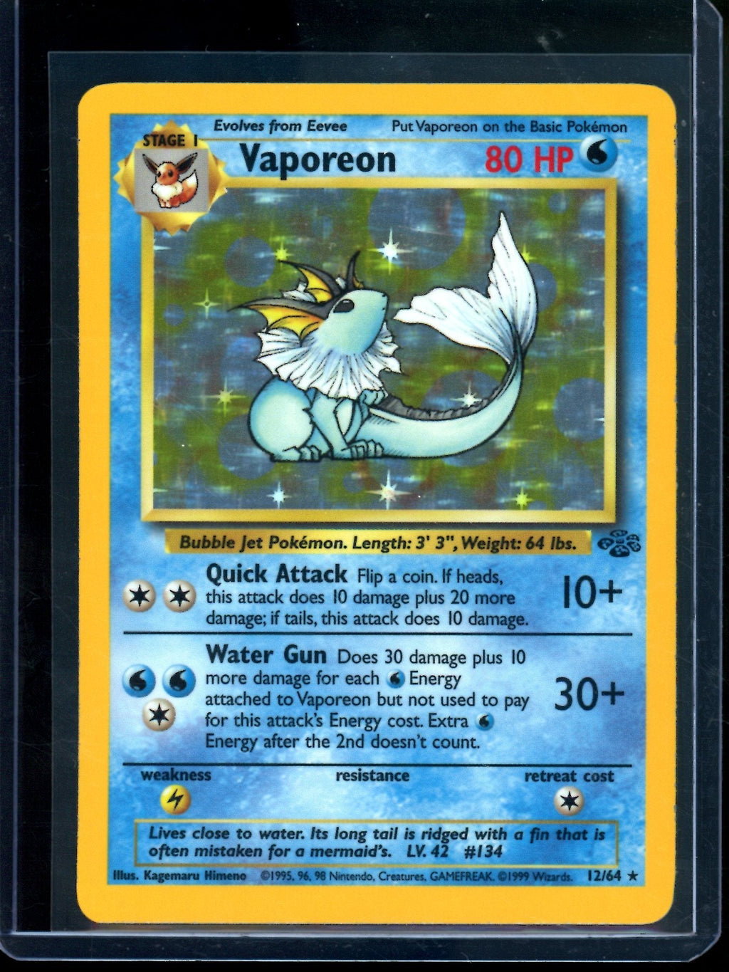 1999 Pokemon Jungle Vaporeon Holo 12/64