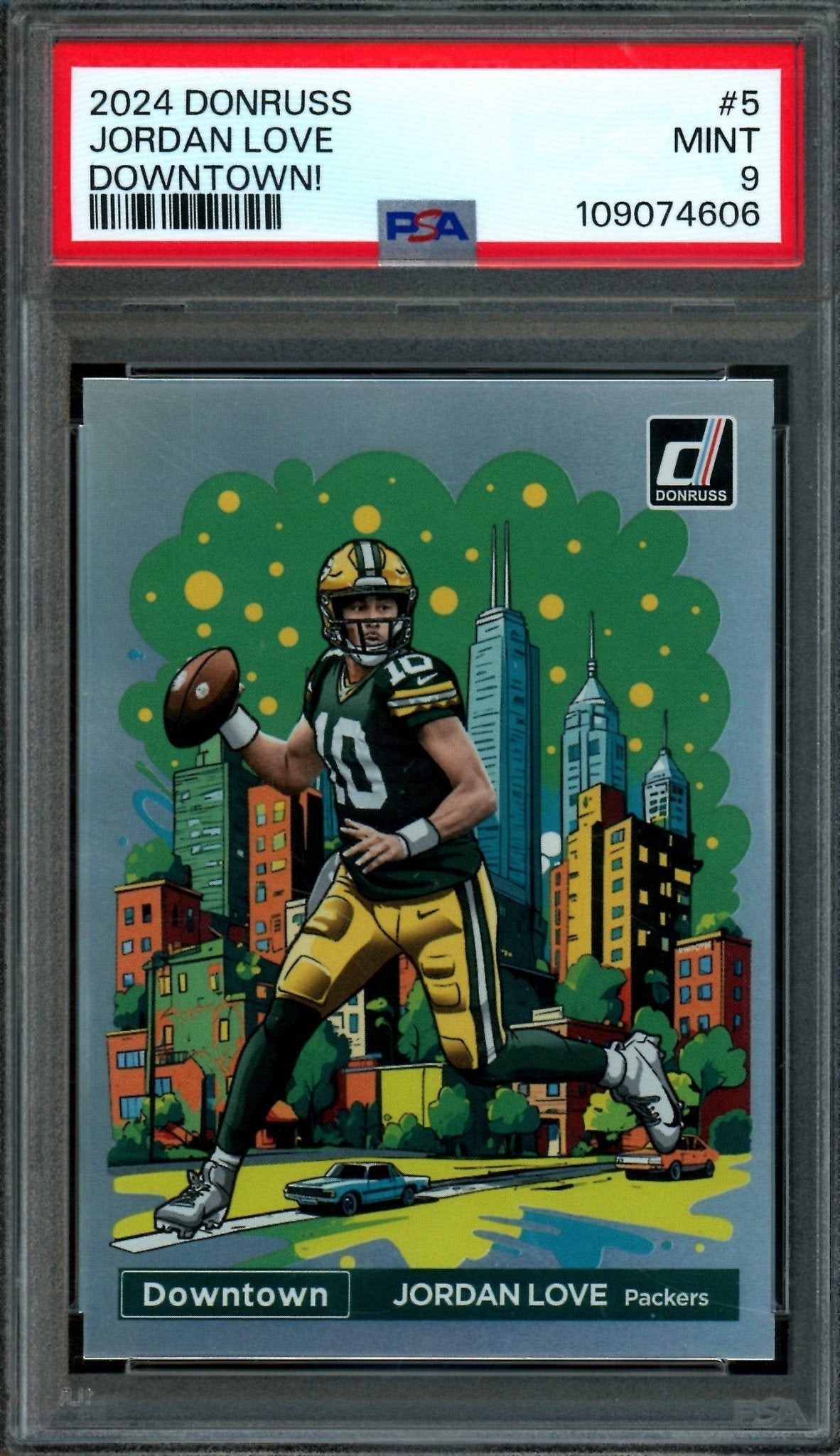2024 Panini Donruss Jordan Love Downtown! Case Hit SSP #5 PSA 9 Packers