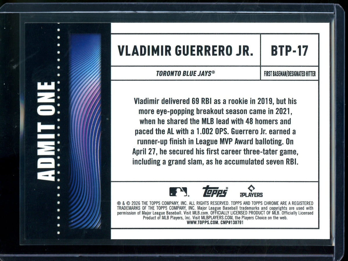 2026 Topps Chrome Vladimir Guerrero Jr. Big Ticket Player Purple Wave Refractor /75 Blue Jays